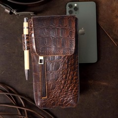 Leather Phone Holster – Genuine Full-Grain Buffalo Leather Cell Phone Holsters f