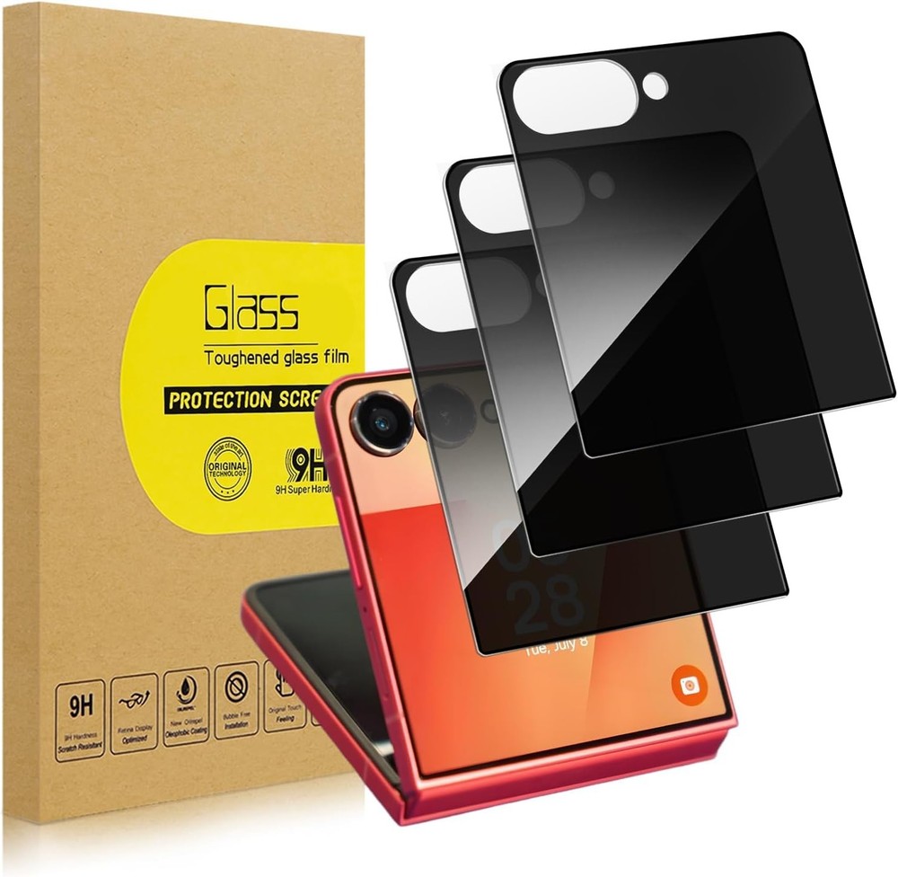 3 Pack Front Privacy Screen Protector & Camera Lens Protector for Galaxy Z Flip