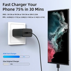 45w Type USB-C Super Fast Wall Charger +6FT Cable For Samsung Galaxy S25 S24 S23