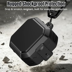 Rugged Hard Shell Cover Protective Case for Galaxy Buds 4 & Buds 4 Pro, Black