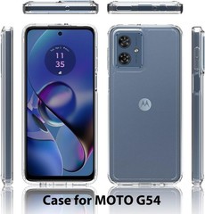 Moto G54 Case Crystal Clear Slim Hard Hybrid Shockproof Bumper with Screen