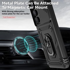 Samsung Galaxy A55 5G Case with Slide Camera Cover HD Screen Protector Black