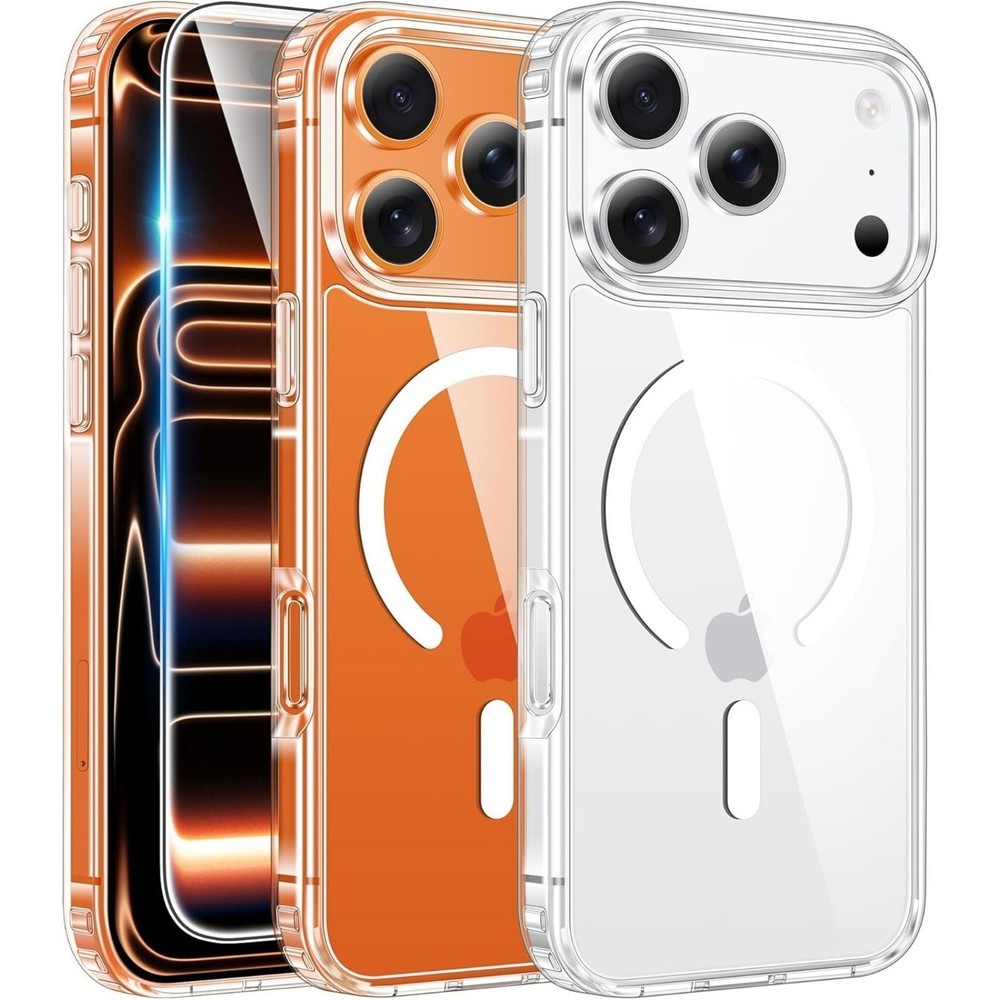 iPhone 17 Pro-Max Case: Slim Magnetic Transparent Cover with Screen Protector