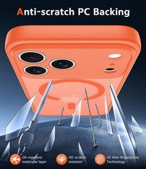 iPhone 17 Pro-Max Case: Slim Magnetic Orange Cover with Screen Protector
