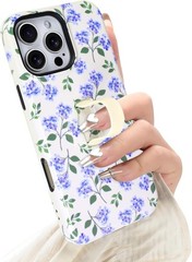 iPhone 17 Pro Max Case with Finger Strap Kickstand, Stylish Amber Leopard Cover