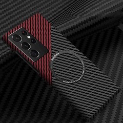 For Samsung Galaxy S21 Ultra 5G Magnetic Case,Carbon Fiber Protective Bumper