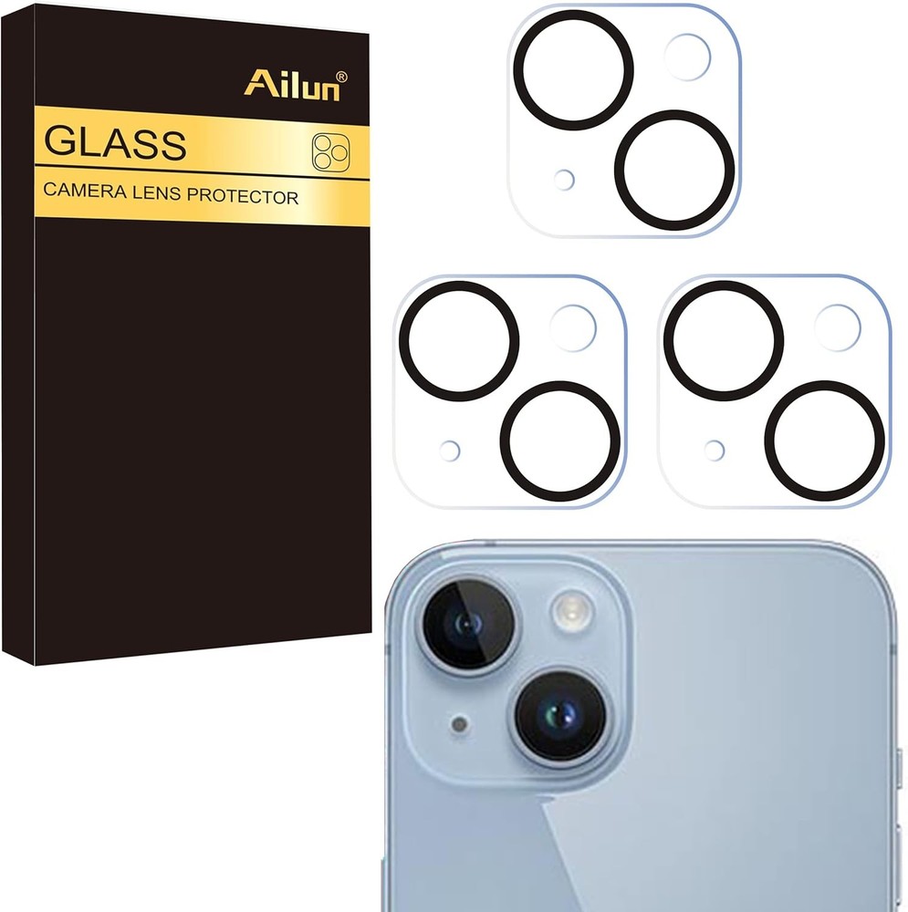 3 Pack Camera Lens Protector for iPhone 15/14, Tempered Glass, 9H Hardness