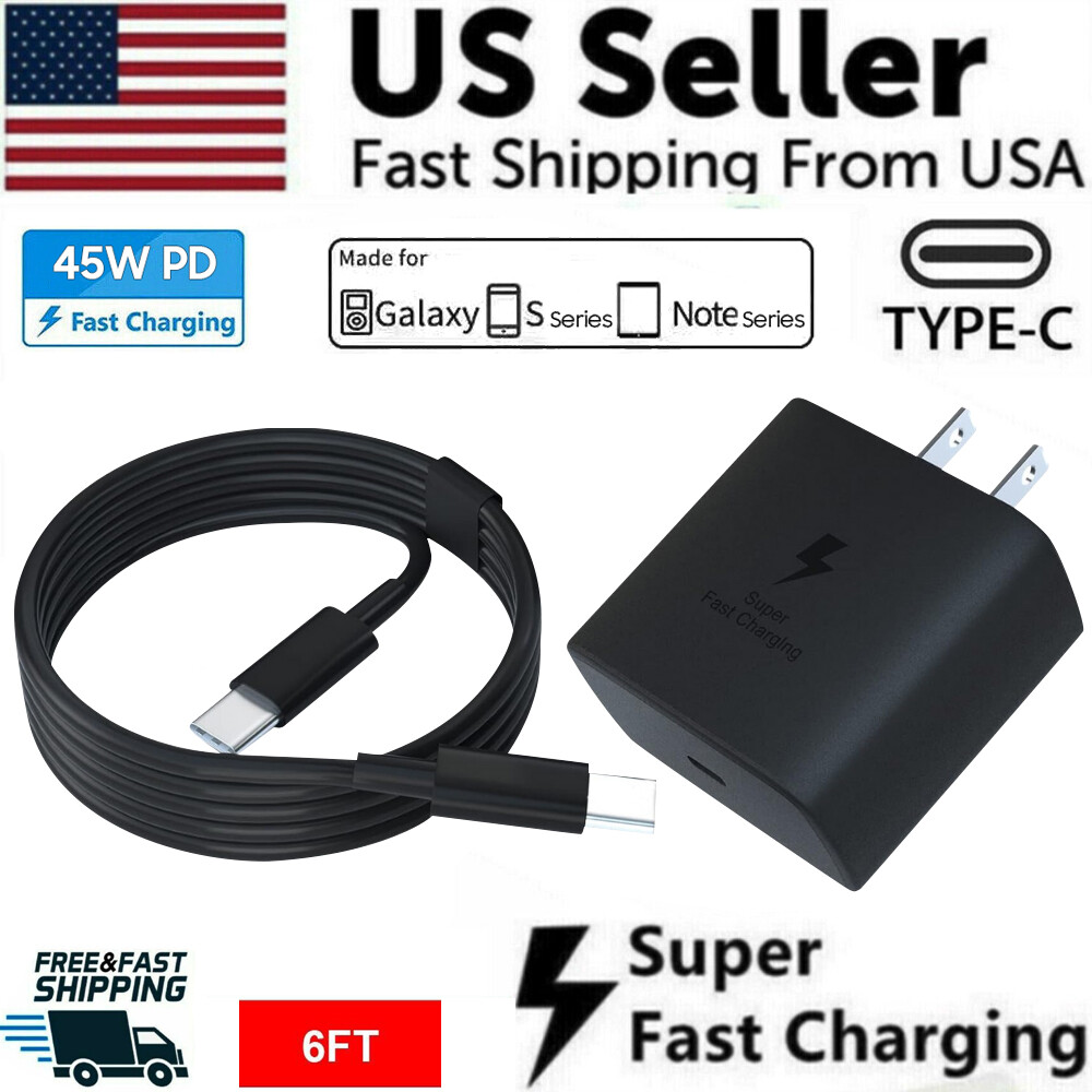 45W Super Fast Charging USB Type C Wall Charger Cable For Samsung Galaxy S23 S22