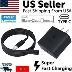 45W Super Fast Charging USB Type C Wall Charger Cable For Samsung Galaxy S23 S22