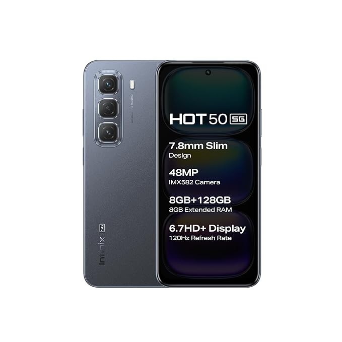 Infinix HOT 50 5G (Seek Black, 4GB RAM, 128GB Storage)