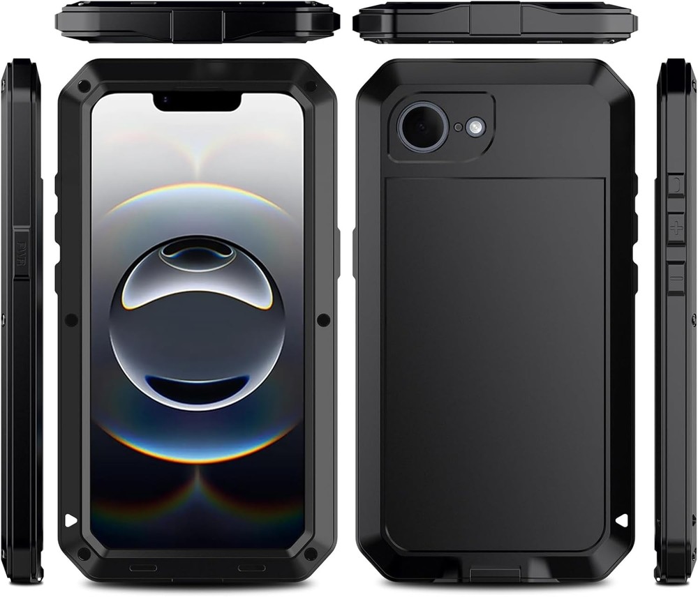 iPhone 16E Metal Case, Heavy Duty Shockproof Aluminum Alloy Tough Armour Phone C