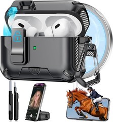 Apple AirPods Pro 2 Case (2023/2022/2019), Phone Stand & Safety Lock Design for