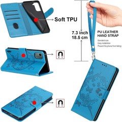 Wallet Case for Motorola Moto G Power 5G 2024, Blue Flower | Women Flip Folio