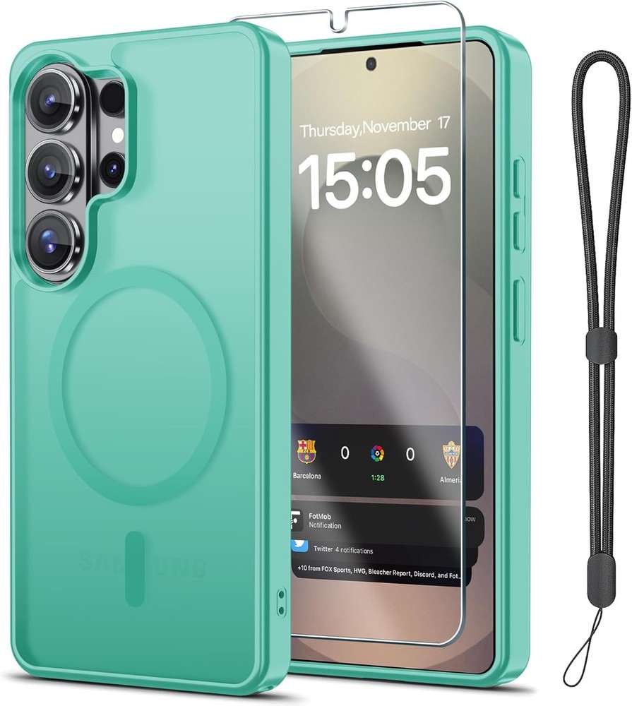 Magnetic Samsung Galaxy A57 5G Case with Screen Protector + Wrist Strap, Turquoi