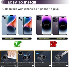 6.1 inch/6.7 inch Camera Lens Protector, 9H Tempered Glass Film – Black