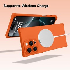 Magnetic Phone Case Made for iPhone 16 Pro Max, Solid Orange, Soft TPU Flexible
