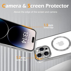 Magnetic Clear Case for iPhone 15 Pro Max with Full Camera Lens Protection, Slim