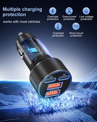 Super Fast Type C Car Charger, Dual 45W USB C 4-Port Cigarette Lighter Adapter