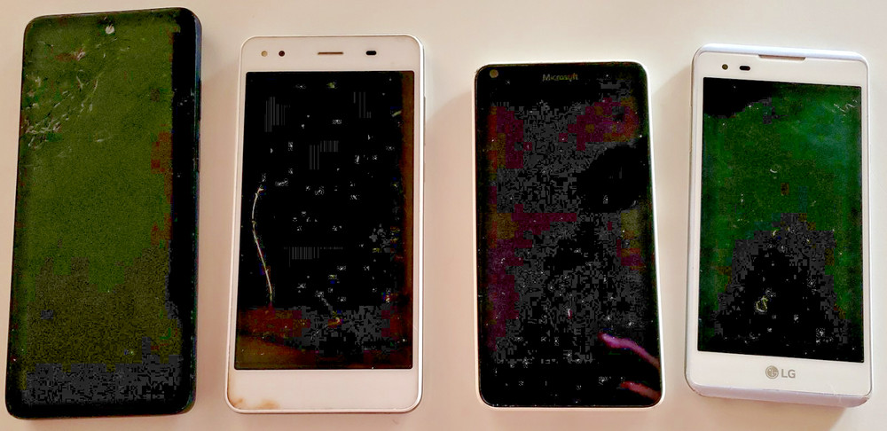 4 Cell phones for restoration-parts: Microsoft, Motorola, LG, Figo
