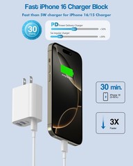 40W iPhone 17 16 Charger Block, 2Pack 4-Port Fast USB C Power Adapter for iPad