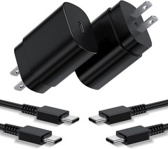 2 Pack 25W Fast Charging USB-C Wall Adapter with 6ft Cable for Samsung Galaxy S2