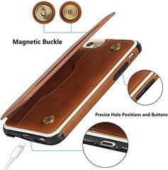 iPhone SE(2022)/SE(2020)/7/8/6/6s Wallet Case with Card Slots and Wrist Strap