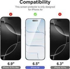 3PCS Screen Protector for iPhone Air/iPhone 17 Air 6.5 Inch Tempered Glass Case