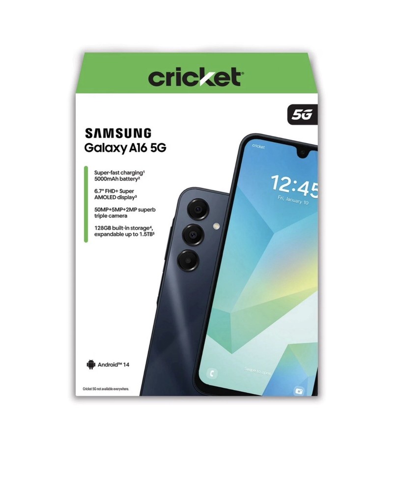 Cricket Wireless Samsung Galaxy A16 5G 128GB, 4GB (Prepaid), Blue 🔒 – SEALED