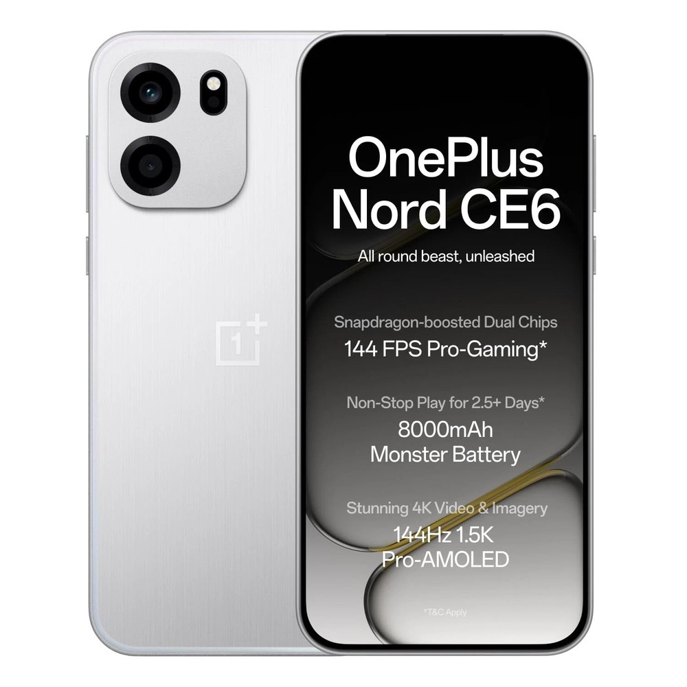 OnePlus Nord CE6 ( 8GB+256GB) Lunar Pearl Snapdragon 7s Gen 4 Global Version.