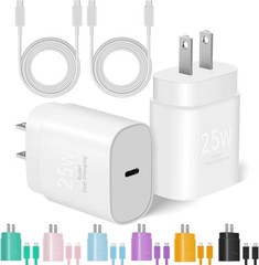 25W Fast Charging USB-C Charger Block 2 Pack for iPhone 15/16/17, Galaxy S25/S24
