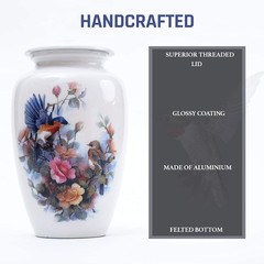 Birds & Floral Theme Cremation Urn | Human Ashes Adult Memorial Urn, Burial, Fun