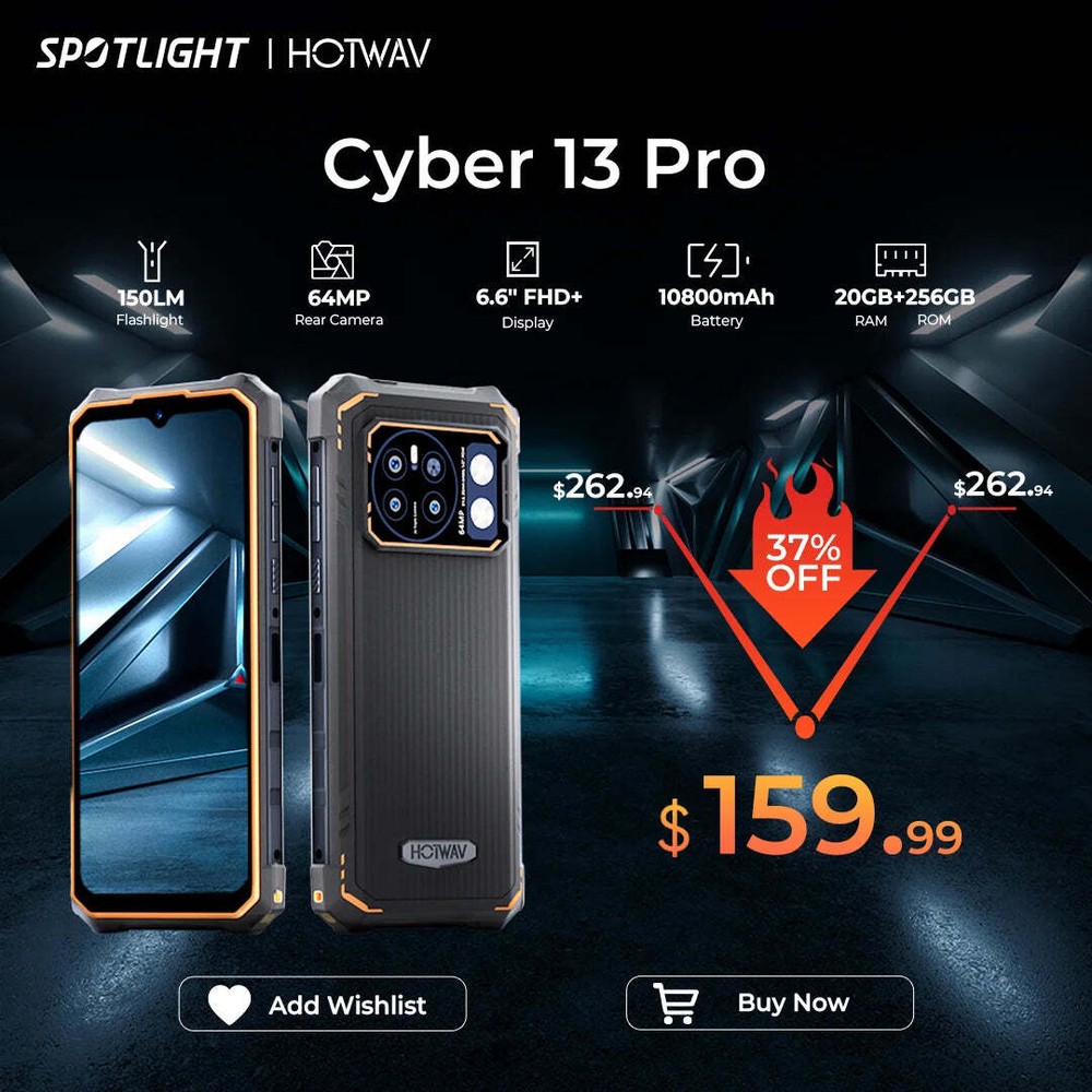 [World Premiere] HOTWAV Cyber 13 Pro 150LM Flashlight 20GB+256GB 6.6 » FHD+ 2K 1
