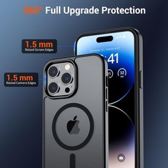 Magnetic for iPhone 14 Pro Max Case Translucent Matte Shockproof Phone Cover, Bl