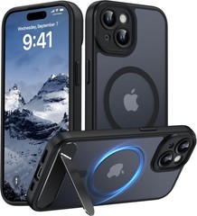 Magnetic iPhone 15 Case, Built-in Invisible Kickstand, Full Camera Protection, B