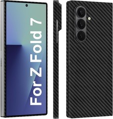 Slim Thin 1500D Carbon Fiber Case for Samsung Galaxy Z Fold 7, Matte Black Gray