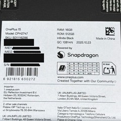 OnePlus 15 5G CPH2747 6.7&Prime; 256GB 12GB Snapdragon 8 Elite Android 16 Unlocked GSM