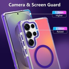 Magnetic Case for Samsung Galaxy S25 Ultra Slim Translucent Matte Purple Design