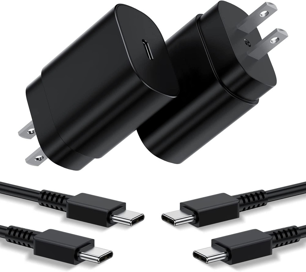 2 Pack 25W Fast Charging USB-C Wall Adapter with 6ft Cable for Samsung Galaxy S2