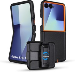 Samsung Galaxy Z Flip 7 Case with Belt Clip Holster, Heavy Duty Protection, Blac