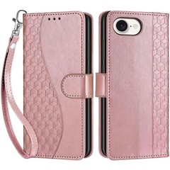 For iPhone 16e Case With Embossed PU Leather Stand &shockproof protective cover