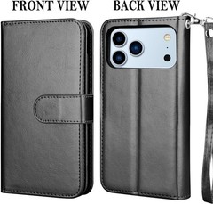 Wallet Case for iPhone 17 Pro Max Leather Flip w/ Card Holder & Strap Kickstand