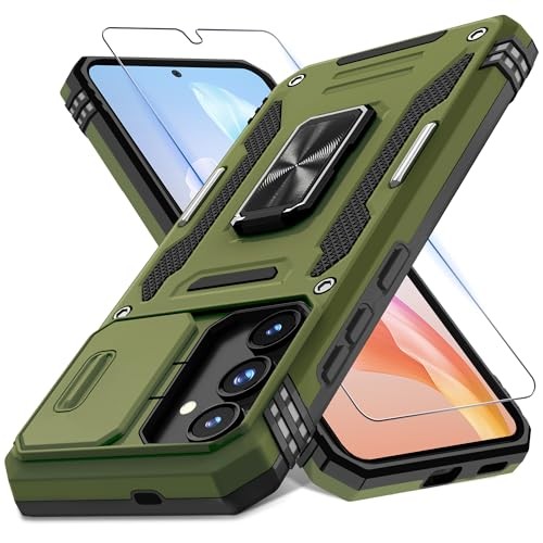 Olive Green Military Grade Shockproof Case for Samsung Galaxy S25 FE with Kickst