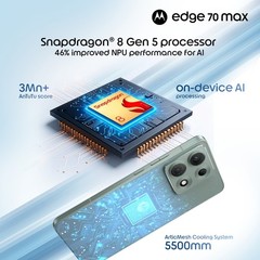 MOTOROLA Edge 70 Max (Ice, 256GB 12GB RAM)eSIM Snapdragon 8 Gen 5 NFC Unlocked