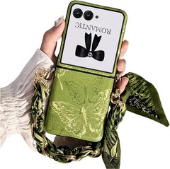 Flower Ribbon Bracelet Wristband Leather Case for Motorola Razr+ Plus 2026/2025/