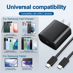 45W PD Super Fast Wall Charger USB-C Type C Cable Fit Samsung Galaxy S23 S22 S21