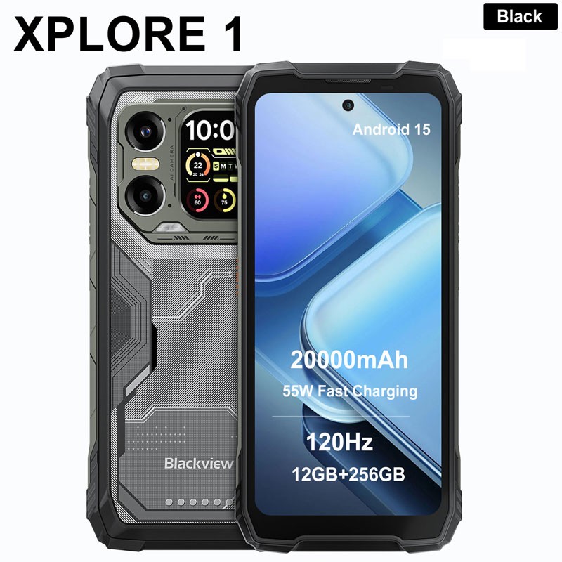Unlocked Blackview XPLORE 1 5G AI Rugged Phone Android 15 Waterproof IP68 Mobile