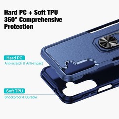 Durable Dark Blue Case for Samsung Galaxy A16 5G with 2X Tempered Glass Protecto