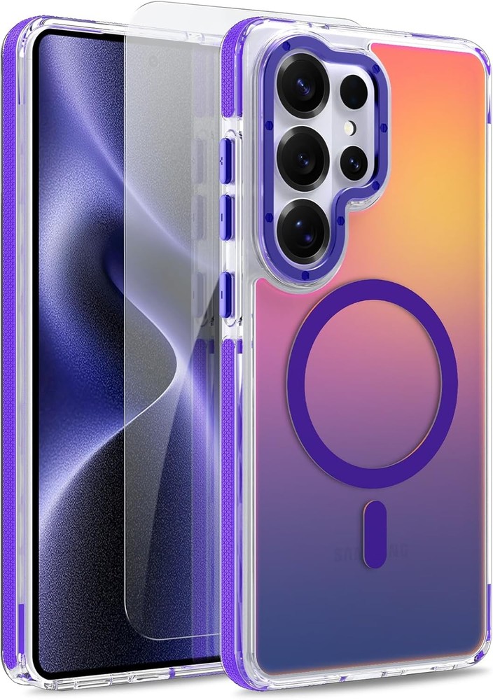 Magnetic Case for Samsung Galaxy S26 Ultra Slim Translucent Matte Purple Design