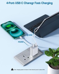 40W iPhone 17 16 Charger Block, 2Pack 4-Port Fast USB C Power Adapter for iPad