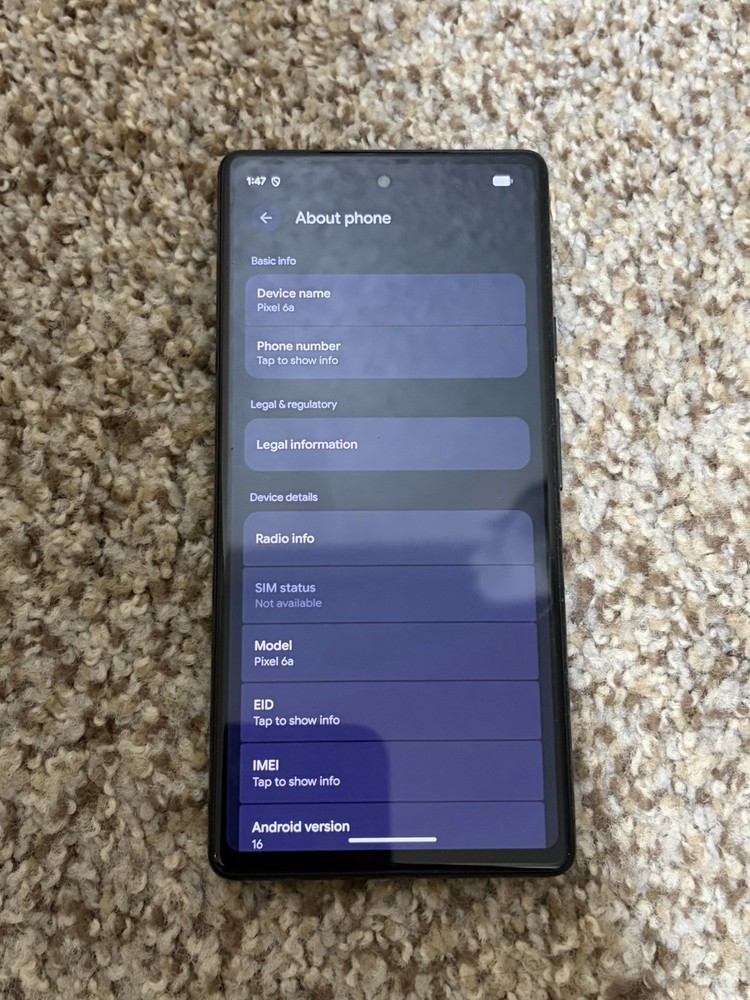 Google Pixel 6a – 128 GB – Charcoal unknown carrier